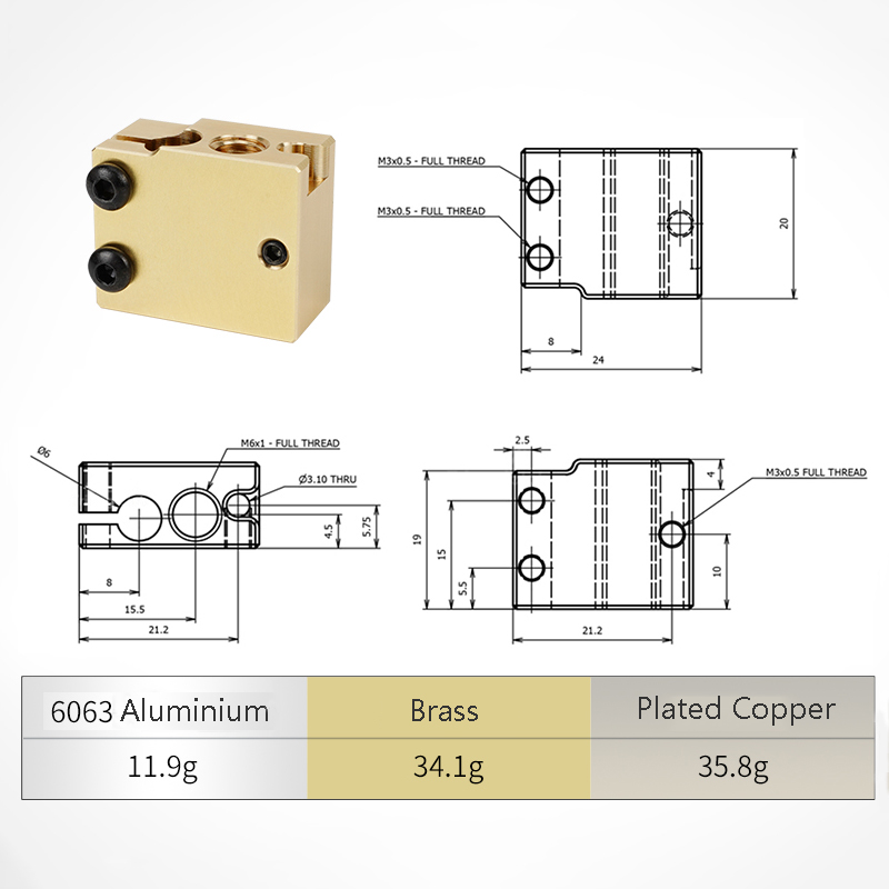Bloque calefactor Volcano PT10 - Direct Drive Extruder reseña y precio